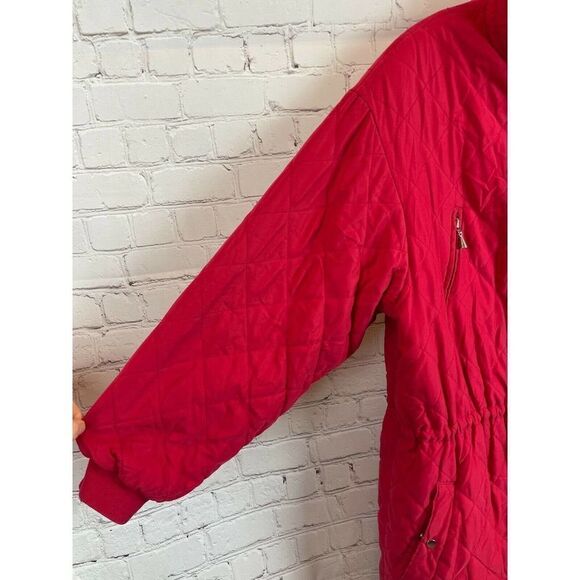 ALORNA Vintage red padded shoulder pads full zipper belted jacket coat 2X-3X - Picture 6 of 9